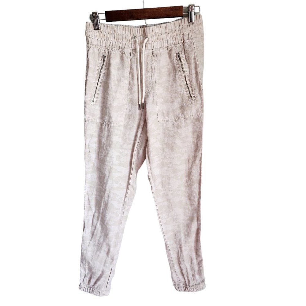 Athleta Pants Women's 0 Beige Cabo Tide Linen Jogger Neutral Camo Lightweight